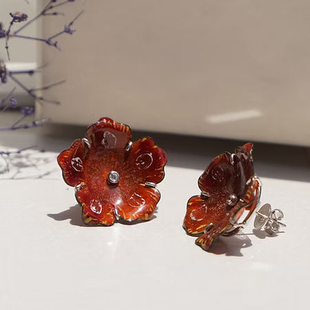 Floral Kiss Enamel Earrings