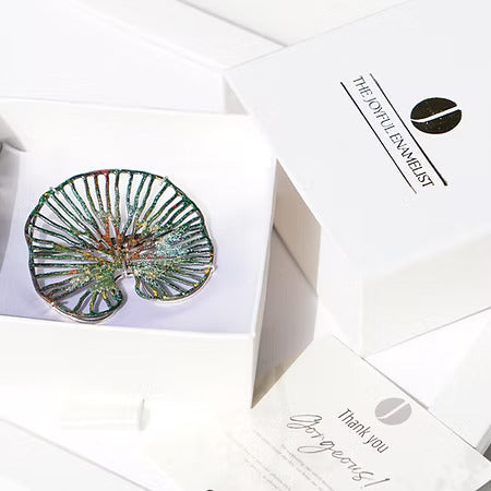 Lotus Leaf Enamel Brooch