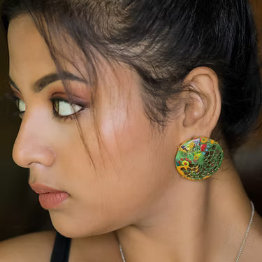 Garden Round Button Earrings