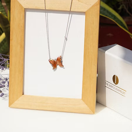 Serenade Blossoms - Kiss of Gold Butterfly Necklace