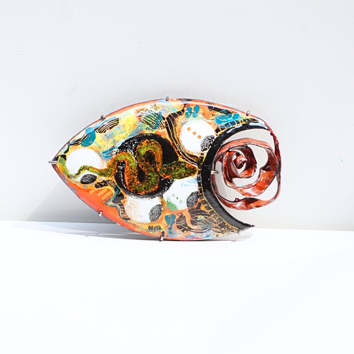 Handmade Enamel Brooch representing Shiv Shakti